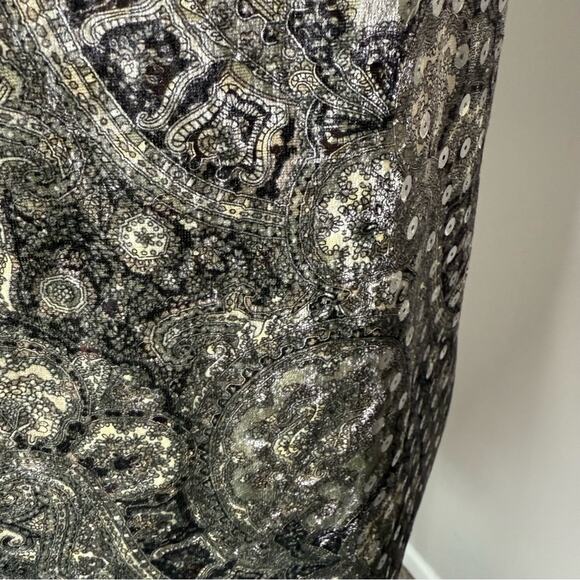 Y2K Paisley sequin spaghetti strap dress plus size 1X Taupe Black velour - Picture 8 of 8